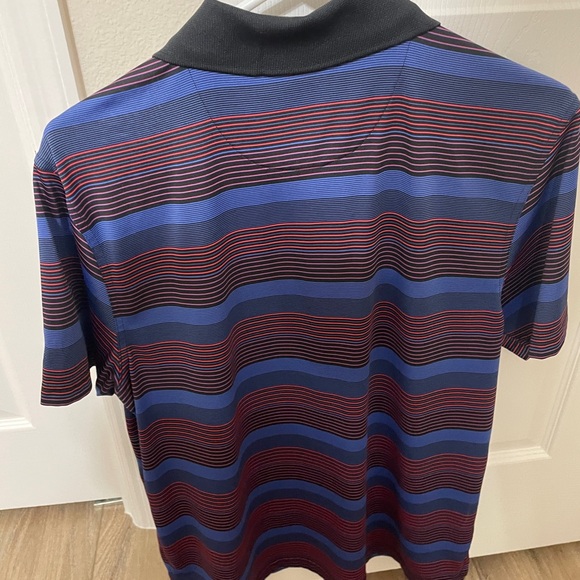 Men’s PGA Tour Blue and Red Golf Polo Shirt with Bold Stripes - Size Medium - Picture 2 of 6